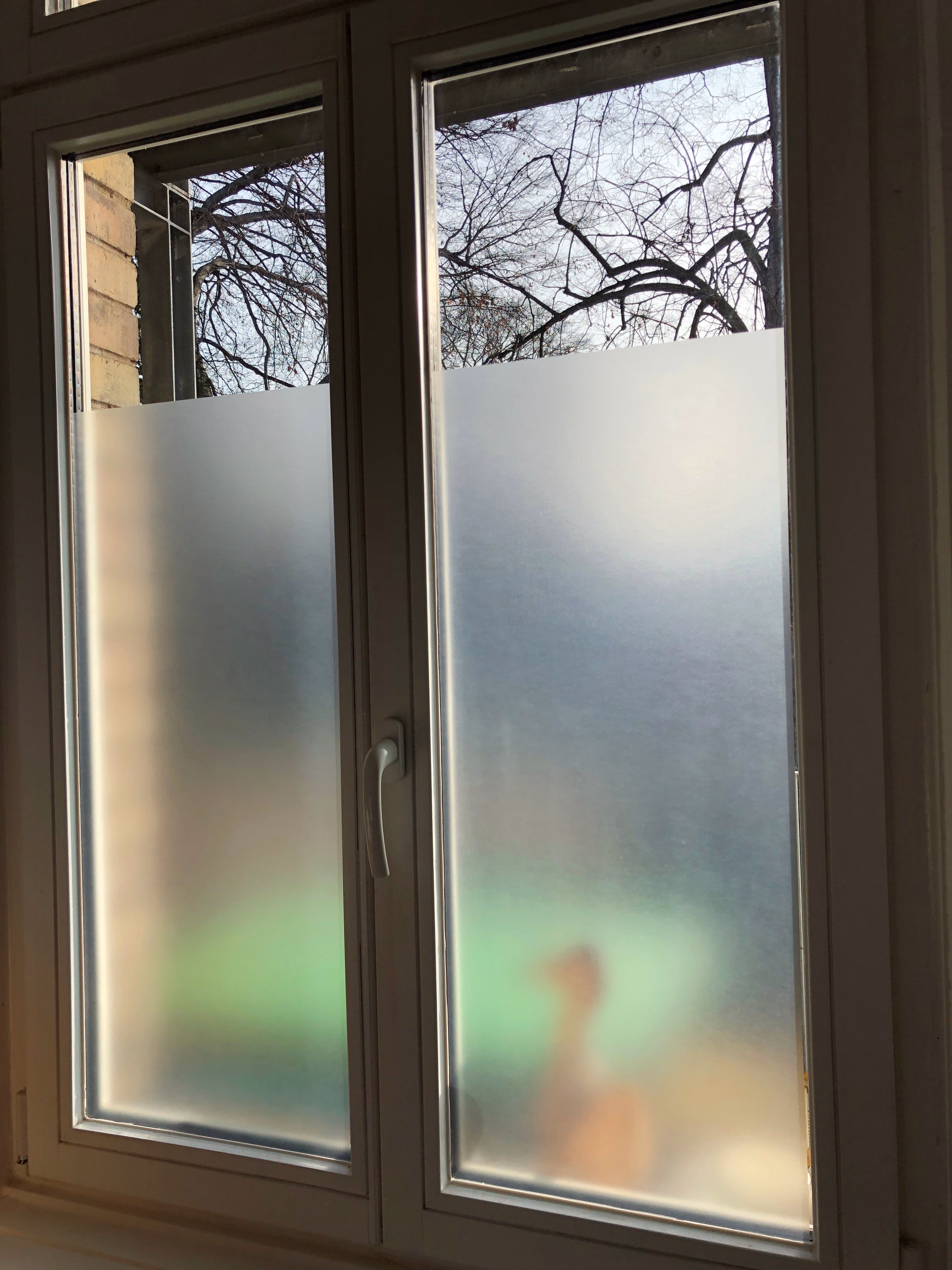 Antibakterielle Fensterfolie Ätzglasdesign weiß matt