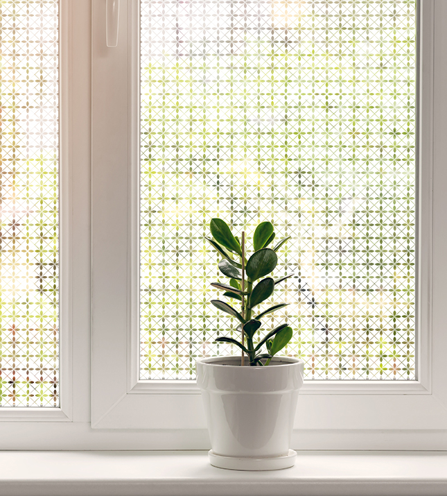Decorative foil, white diamonds with leaf motif