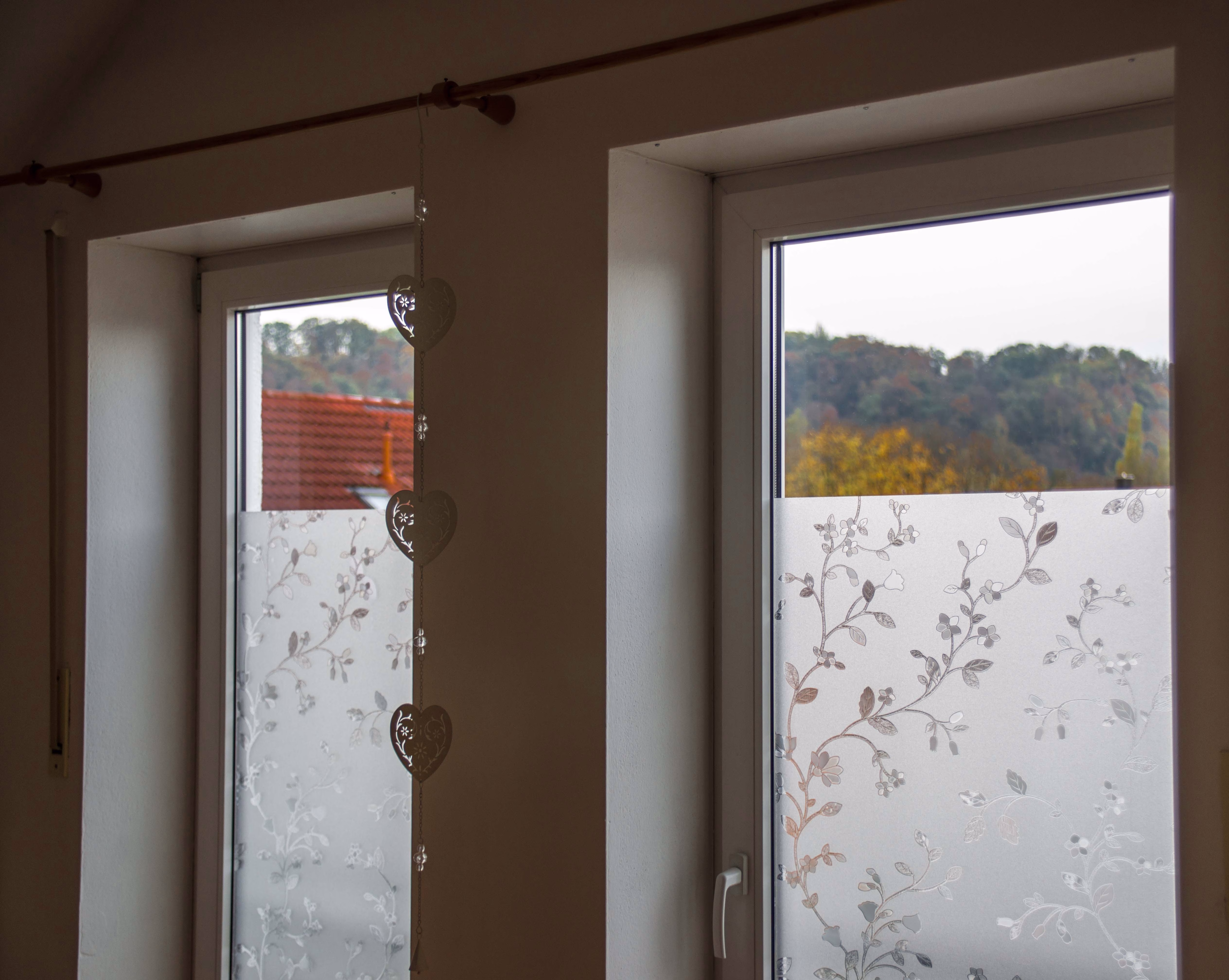 Fensterfolie mit Blumenranken bietet guten Sichtschutz Fensterfolie mit Blumenranken bietet guten Sichtschutz