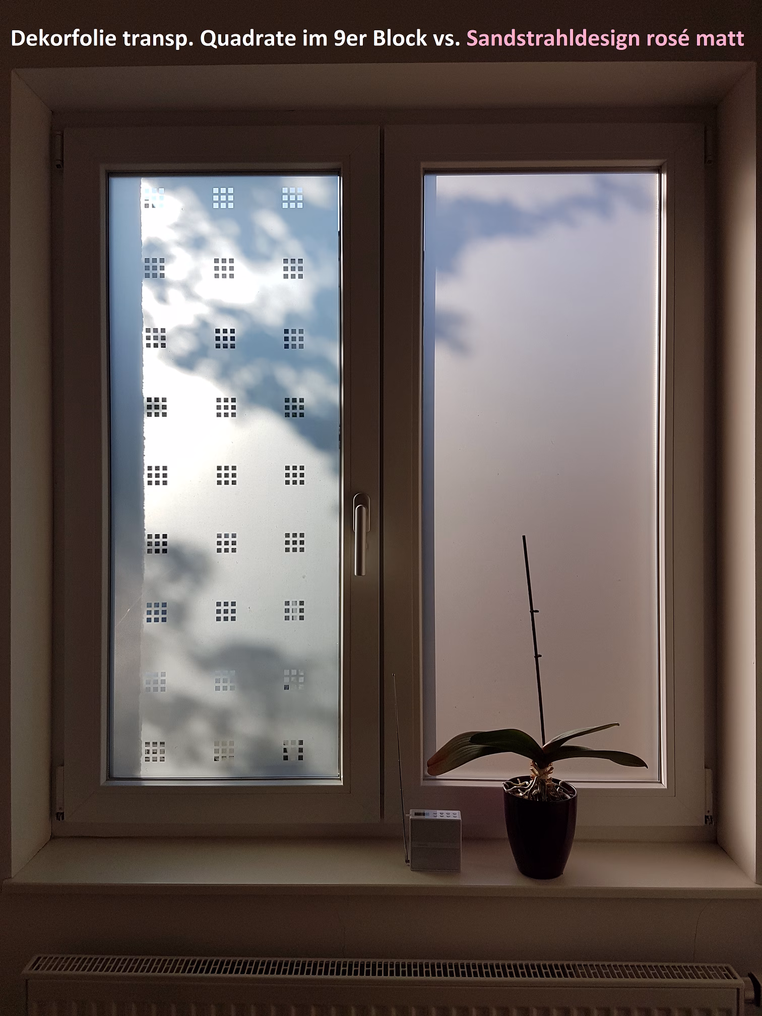 Sichtschutzfolie, Sandstrahldesign rosé matt