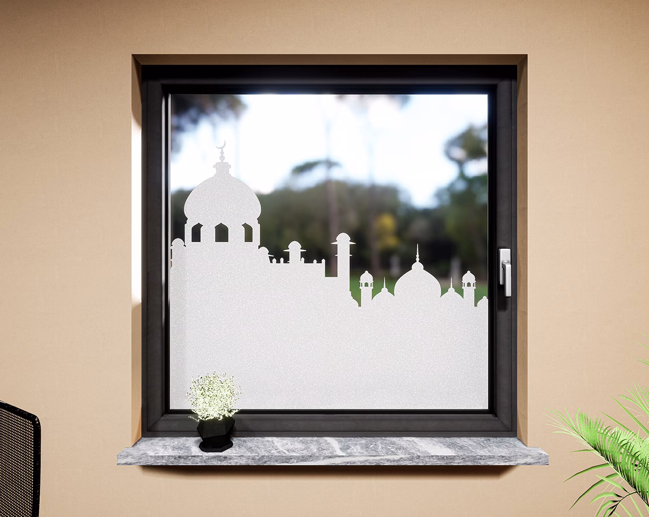Glass decor for windows, Arabic