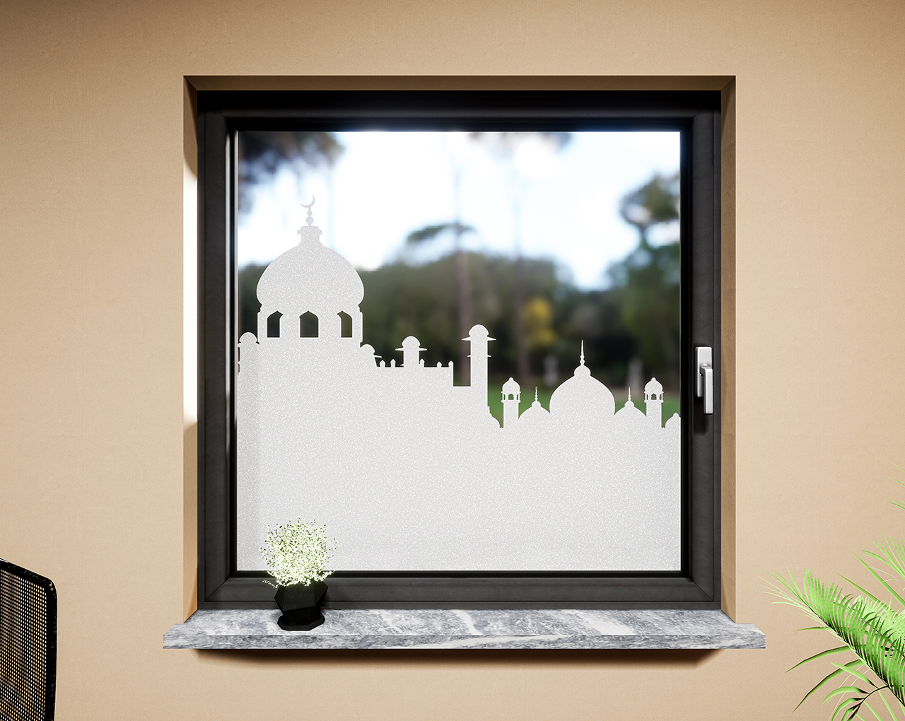 Glass decor for windows, Arabic