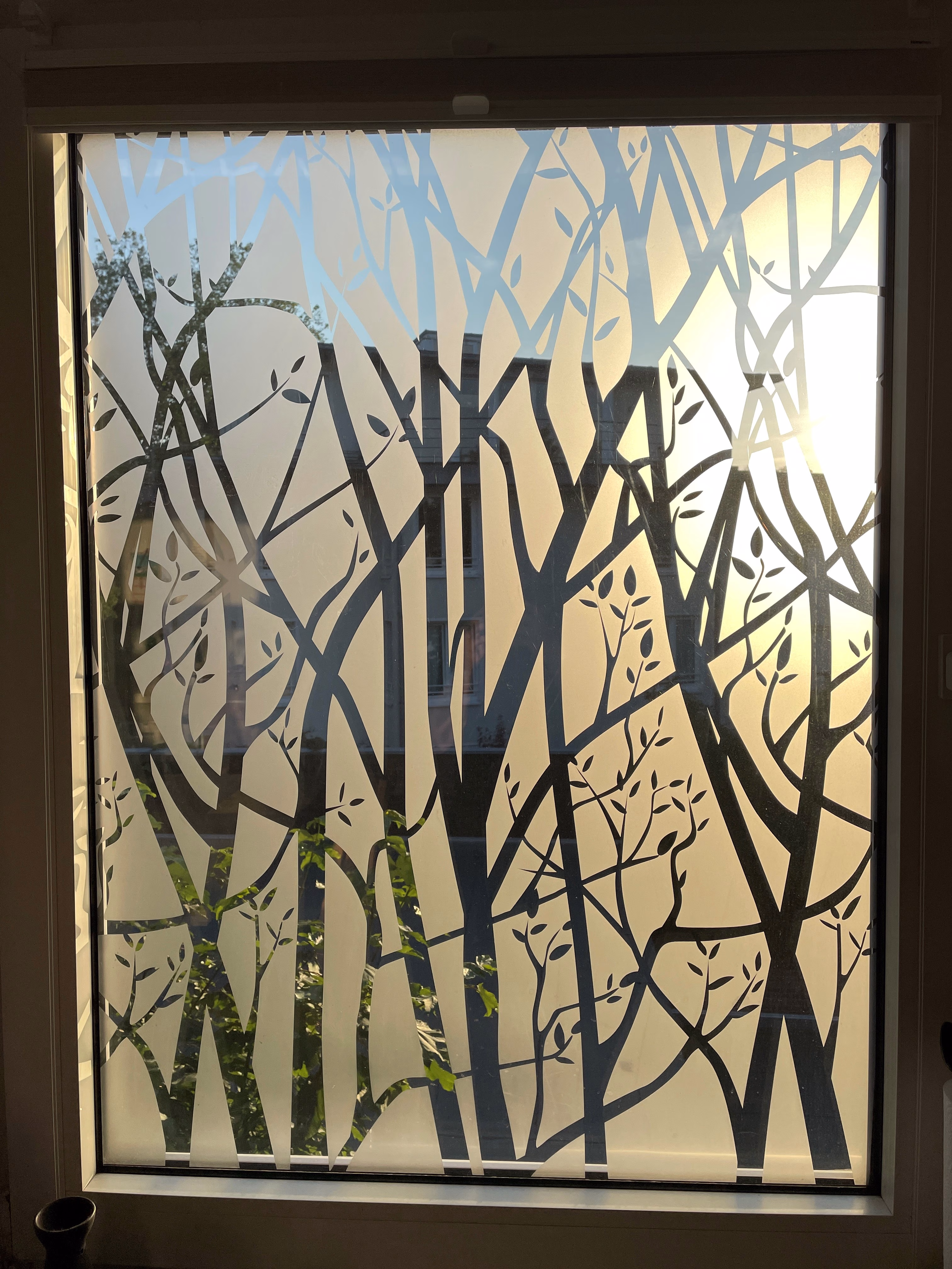 Sichtschutzfolie mit Herbstwald Motiv