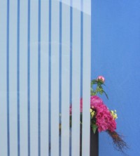 Decorative film, vertical transparent-white stripes, width 35 mm