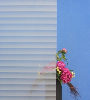 Decorative film, horizontal white shaded stripes