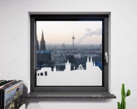 Glasdekor Skyline Köln weiß matt