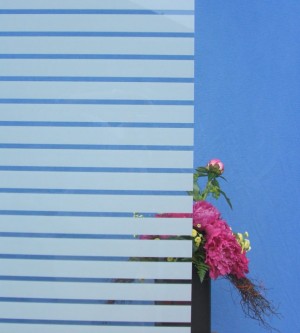 Decorative film, horizontal transparent-white stripes, width 35 mm