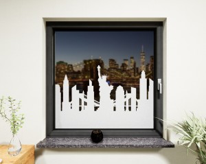 Glasdekor Skyline New York weiß matt