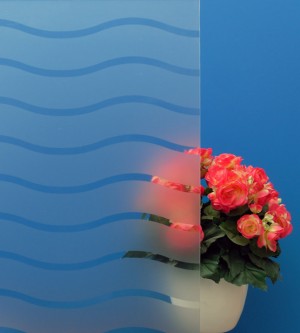 Decorative film, transparent- white waves, width 45 mm