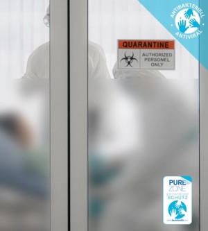 Antibacterial film, Hexis PUREZONE®, etched glass design white matt