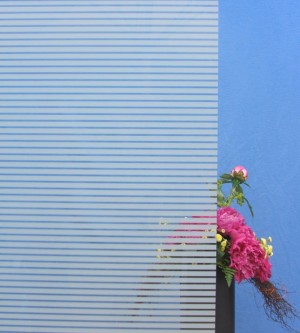 Decorative film, horizontal transparent-white stripes, width 10 mm